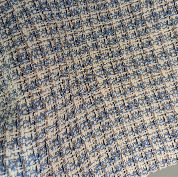 ZARA WOMAN NEW TEXTURED PLAID BLAZER DOUBLE BREASTED WHITE BLUE 8415/107 S - Picture 11 of 11